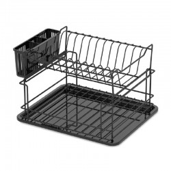 Escurreplatos doble de acero inoxidable negro