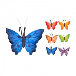Mariposa decorativa de metal/polipropileno para maceta 13x10,5cm