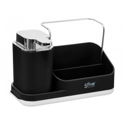 Organizador con dispensador de jabón negro para cocina