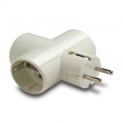 Adaptador triple Schuko cerámica 16A