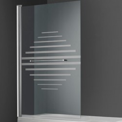 Mampara de baño cromo serigrafiada con toallero Mao