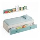 Cama nido doble con estantería blanco alpes/verde aqua Enjoy