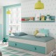 Cama nido doble con estantería blanco alpes/verde aqua Enjoy