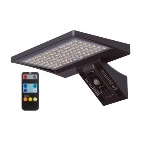 Aplique solar LED regulable con sensor de movimiento y mando
