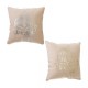 Cojín de lino beige plata/oro Buda