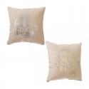 Cojín de lino beige plata/oro Buda