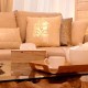 Cojín de lino beige plata/oro Buda