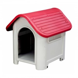 Caseta de resina roja/blanca para perro Kira