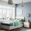 Cabecero + mesita roble/blanc dormitorio