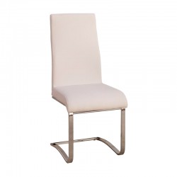 Silla de comedor tapizada ecopiel blanca Kamil
