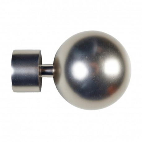 Set de 2 terminales esfera metálicos plata 28mm barra de cortina