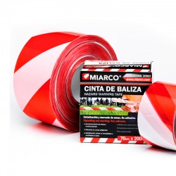 Cinta señalizadora roja/blanca 70mmx200m Miarco