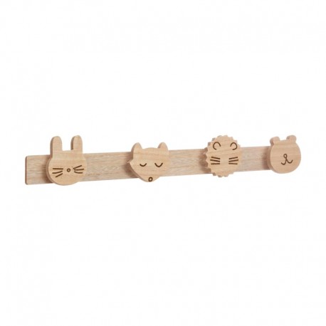 Colgador de madera animales 4 ganchos