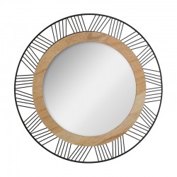 Espejo de pared redondo metal/madera