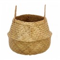 Cesta redonda de mimbre con asas