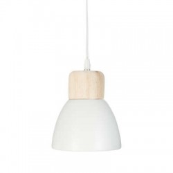 Lámpara colgante Desy metal blanco/madera E14