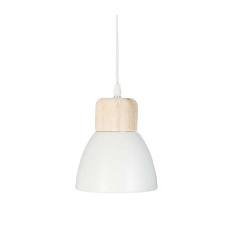 Lámpara colgante Desy metal blanco/madera E14