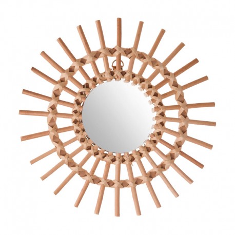 Espejo de pared rattan/MDF forma sol