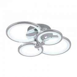 Plafón de círculos LED cromo con mando 54x40cm 76W 7200lm Sidney