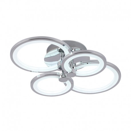 Plafón de círculos LED cromo con mando 54x40cm 76W 7200lm Sidney