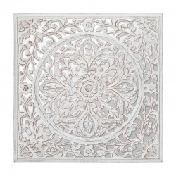 Cuadro tallado de madera blanco c/espejo