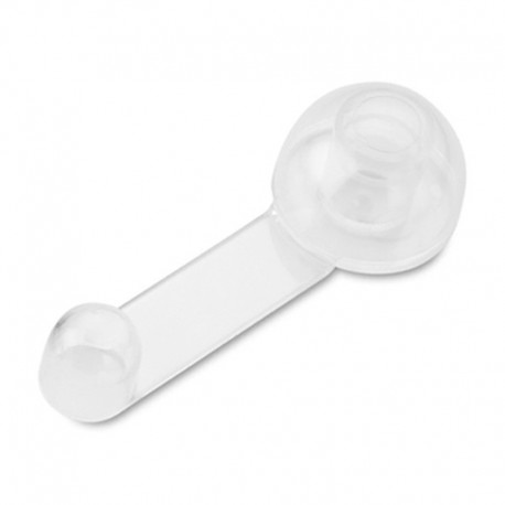 Tope giratorio retenedor adhesivo de metacrilato transparente para puerta 108x40x27mm