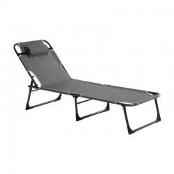 Tumbona-cama plegable de texalina/metal gris para playa