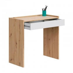 Mesa de escritorio juvenil con cajón en blanco y roble Noa