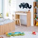 Mesa de escritorio juvenil con cajón en blanco y roble Noa