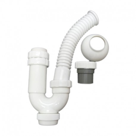 Sifón curvo multiorientable de plástico ABS blanco 1 1/2"x40mm