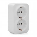 Base enchufe doble Schuko de superficie blanca 2P + TT 16A