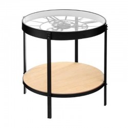 Mesa auxiliar con reloj mecánico y engranajes Ø50cm