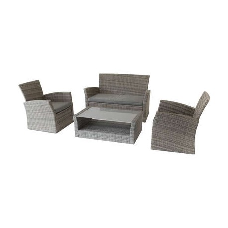Conjunto Bora Bora acero/ratán