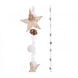 Guirnalda de navidad con estrellas y bolas madera 140cm