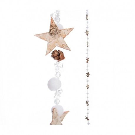Guirnalda de navidad con estrellas y bolas madera 140cm