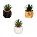 Planta piña artificial decorativa en maceta de dolomita 13x19cm