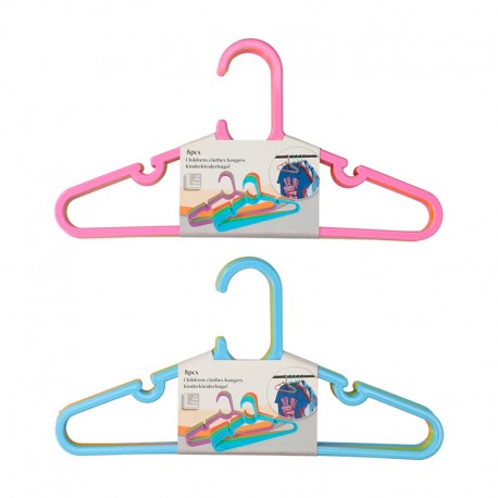 Set de 8 perchas infantiles de plástico azul/rosa