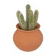 Cactus artificial en maceta efecto cerámica marrón 16x8cm