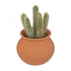 Cactus artificial en maceta efecto cerámica marrón 16x8cm