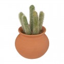 Cactus artificial en maceta efecto cerámica marrón 16x8cm