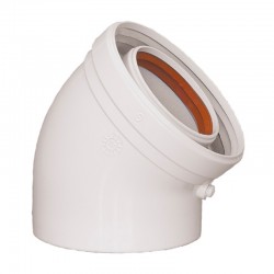 Codo de aluminio blanco estanco 45º M-H
