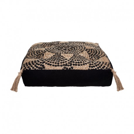 Cojín de suelo de yute/algodón/poliéster Mandala