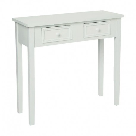 Consola recibidor de madera con 2 cajones blanca