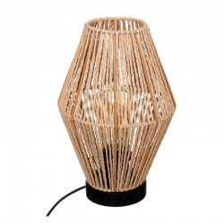 Lámpara sobremesa de cuerdas de madera E27 40W Aissa