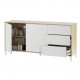Aparador de 2 puertas 3 cajones de melamina blanco/roble Urban Plus