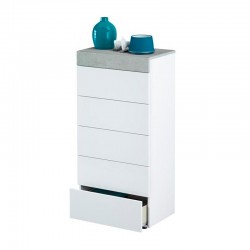 Cómoda 5 cajones blanco/cemento Tekkan