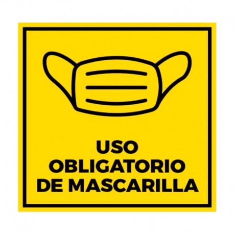 Cartel vinilo de Uso Obligatorio de Mascarilla 20x20cm