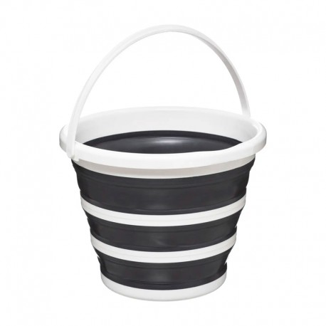 Cubo de agua de plástico plegable blanco y negro 10L 32x24,5cm