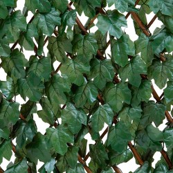 Seto celosía extensible verde con hojas 1x2m