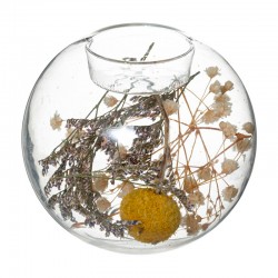 Esfera portavelas de cristal flores secas 10x8,7cm